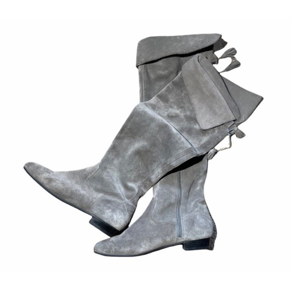 Arturo Chiang Boots Womens 7 Over The Knee Gray Suede Tassel Flat EUC